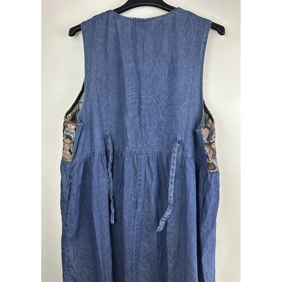 Vtg 90s Venezia Jeans Children Around The World Denim Maxi Dress Plus Size 22/24 - Picture 10 of 16